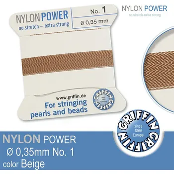 Nit NYLON Power velmi pevná nit GRIFFIN síla nitě 0,35mm barva Beige