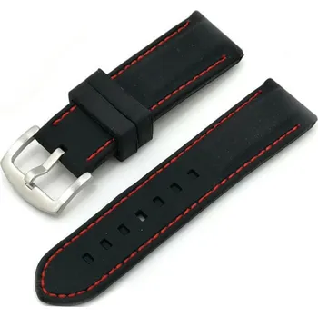 Řemínek na hodinky Silikonový řemínek Ricardo Fermo, černý V1 - 24 mm