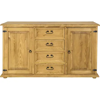 Drewmax KD809 dřevěná komoda masiv borovice rustikal (KD809 komoda STANDARD)