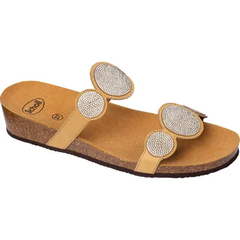 Dámská zdravotní obuv Scholl SHARON 2 STRAPS dámské pantofle na klínku barva béžová béžová 42