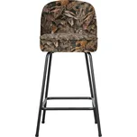 WOOOD Černá sametová barová židle Tergi 65 cm s květinovým vzorem II.