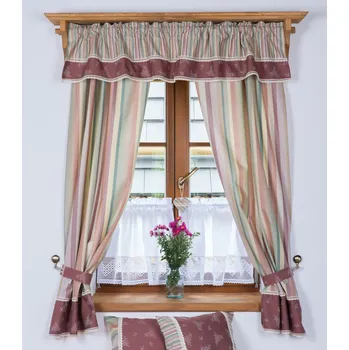 Závěsy z kanafasu v barvách podzimu a vínová rozkvetlá louka Rozměr (šířka/výška): Kanýr 150/30cm (bez závěsů)