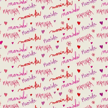 Balící papír Recyklovaný balící papír, potištěný originální kresbou od Alči, maminka-barevný, rozměr 90x134cm