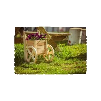 Zahradní dekorace Dekorativní květináč dřevěný VOZÍK