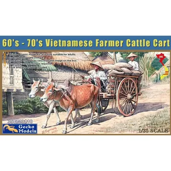 Plastikový model Gecko Models 1/35 60's-70's Vietnamese Farmer Cattle Cart