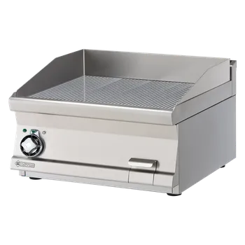 Grilovací deska 60x45 elektrická chromovaná rýhovaná bez podestavby 400 V | RM - FTRT-66ETS