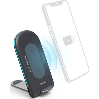 Hama set bezdrátová nabíječka/stojánek Qi FC15S, 15 W rychlá síťová nabíječka QC 3.0