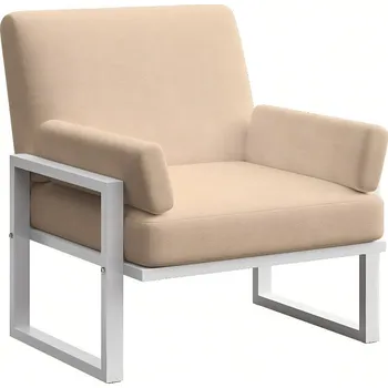 Světle hnědé zahradní křeslo MESONICA Soledo s bílou podnoží