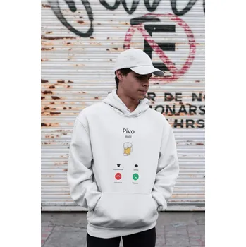 Pánská mikina Pánská mikina Pivo volá Barva: Bíla, Velikost: 4XL