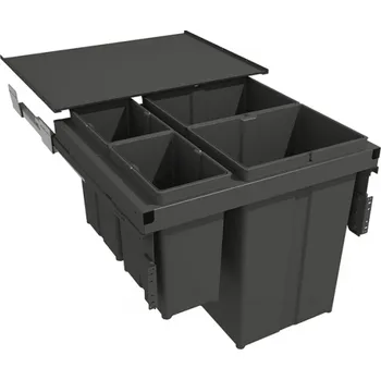 Odpadkový koš Gollinucci Výsuvný odpadkový koš STAR 600 mm - 2x29 l + 2x8 l s uchycením na dvířka / antracitová barva