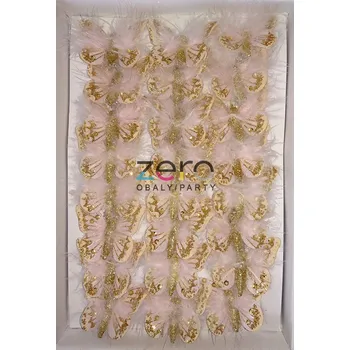 Klips s 'motýlem 5 cm' (24 ks) - sv. růžová s peřím