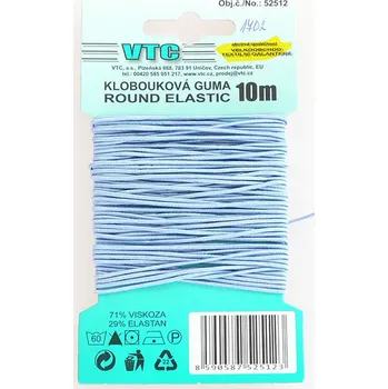 Textilní guma Klobouková guma 1,2mm 10m - 1702 - světle modrá