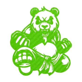 Samolepící dekorace Panda 012 levá Kung Fu bojovník (58 - 3D karbon zelený kawasaki) SAMOLEPKA NA AUTO, NÁLEPKA, FÓLIE, POLEP, TUNING, VLASTNÍ TEXT, TISK, AUTOSAMOLEPKY.cz, POLEPY, OBRÁZEK, LOGO, 3D STICKERS