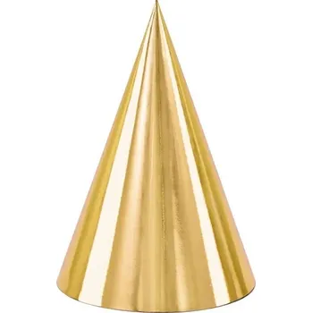 Párty čepičky, 16cm, 6ks, zlatá