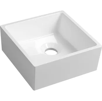 Umyvadlo Sapho SANNA umývátko na desku, litý mramor, 25x25cm, bílá SN250