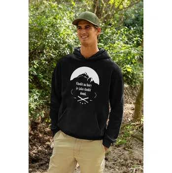 Pánská mikina Pánská mikina Chodit na hory Barva: Černá, Velikost: 4XL