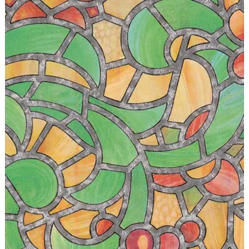 Tapeta Venilia / Gekkofix - Holandsko Samolepící tapeta na sklo barevná vitráž 10425 šířka 67,5 cm, metráž / barevné okenní vitrážní tapety a fólie REIMS GREEN YELLOW Gekkofix