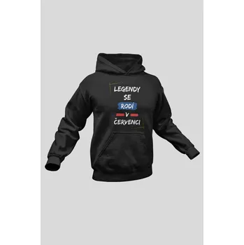 Pánská mikina Pánská mikina Legendy se rodí v červenci Barva: Černá, Velikost: 4XL