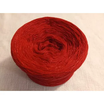 Příze Scarlet Red merino 3-nitka 1000m s lurexovou nitkou (Merino klubko Scarlet Red s lurexem)