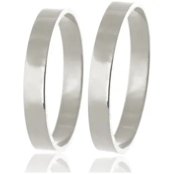 Prsten Snubní prsteny z bílého zlata rovné hladké SNUB0140B + DÁREK ZDARMA