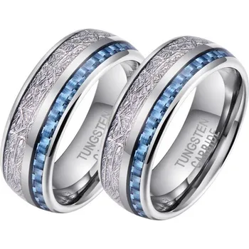 Prsten Moderní wolframové prsteny s umělým meteoritem a carbonem R-TU-147