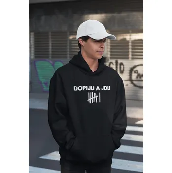 Pánská mikina Pánská mikina Dopiju a jdu Barva: Černá, Velikost: 4XL