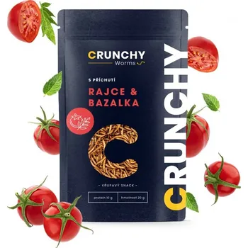 Sušené maso Crunchy Worms s příchutí RAJČE & BAZALKA 20 g