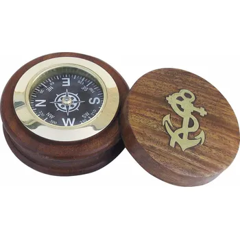 SEA CLUB Kompas průměr 7,5 cm v dřevěné krabičce 9000