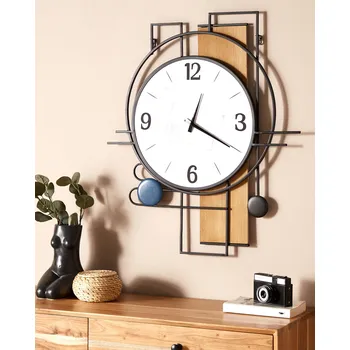 Hodiny Nástěnné hodiny Vícebarevný MDF rám 60 x 70 cm Malovaný povrch Nepravidelný tvar Klasický design Bytové doplňky Dekorace Obývací pokoj Ložnice Beliani