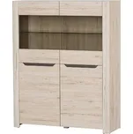 Vitrína MAWSON 2D nízká, dub sanremo/hnědá + vyzvednutí ZDARMA