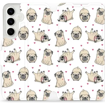 Pouzdro na mobilní telefon Flipové pouzdro Mobiwear - Samsung Galaxy S24 Plus - M097P Mopsíci (Knížkové flip pouzdro, obal, kryt na mobil Samsung Galaxy S24 Plus - M097P Mopsíci, materiál Umělá kůže + TPU - ochrana 360°, stojánek, silikonová vanička, magnetické zavírání)