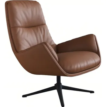 Křeslo Koňakově hnědé kožené lounge křeslo FLEXLUX MORO
