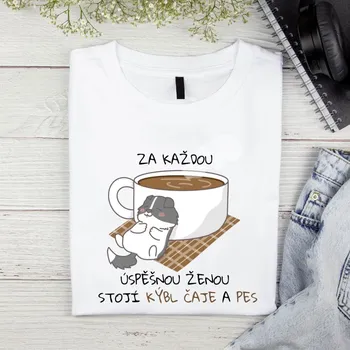 Dámské tričko - Za každou úspěšnou ženou stojí kýbl čaje a pes V2 Velikost: M