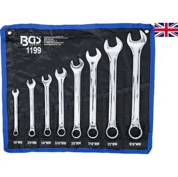 Klíč Očkoploché palcové klíče Whitworth, velikosti 1/8” až 9/16”, sada 8 ks - BGS 1199