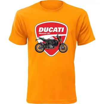 Pánské tričko s motorkou Ducati Monster 30° oranžové