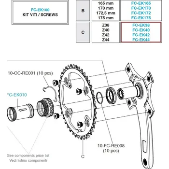 Komponent pro jízdní kolo Převodník 13s Campagnolo EKAR 38z, vč.šroubů (r.v. 2021 - ....)