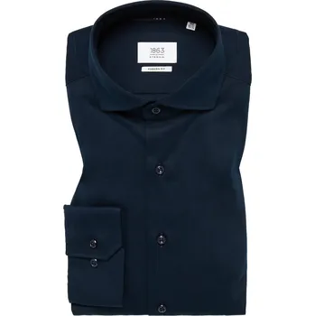 Pánská košile Košile Eterna Modern Fit Uni Jersey Soft tailoring navy velikost: 39, délka rukávu: dlouhý rukáv