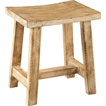 Taburet Venkovský masivní taburet Roseville ze světlého mangového dřeva se zaoblenou vrchní deskou 45 cm