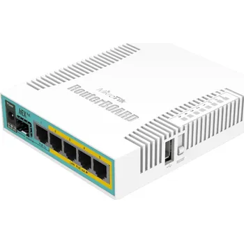 Síťový prvek MikroTik RouterBOARD RB960PGS, hEX PoE, 800MHz CPU, 128MB RAM, 5x GbE, USB, PSU, L4