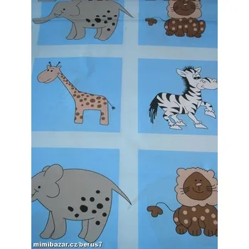 LÁTKA - LÁTKY - metráž * kostka zvířátka modrá