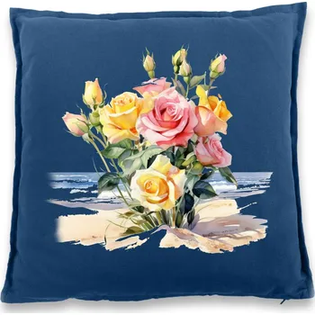 Dekorativní polštářek Polštářek Kytice, Barva Modrá, Velikost 40×40 cm, Canvas Bavlněný polštář Bezvatriko.cz 2132