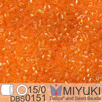 Korálek Korálky Miyuki Delica 15/0. Barva DBS 0151 Transparent Orange AB. Balení 2g.
