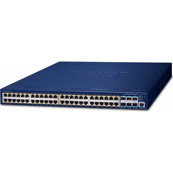 Switch Planet SGS-6310-48P6XR L3 switch, 48x1Gb, 6x10Gb SFP+, 48x PoE 802.3at 740W, HW/IP stack, 2x power-in, VSF/Cluster