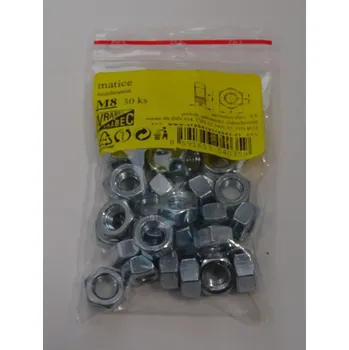 Matice 6hranné DIN 934 Zn, pozinkované, různé rozměry, Velikost: M6x1 mm