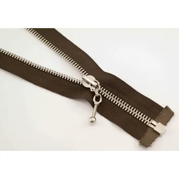 Zip Kovový zip č.5 s niklovými zuby - více délek 50 cm světlý nikl dělitelný tmavě hnědá