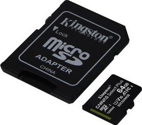 Kingston Canvas Select Plus microSDXC 64GB U1/V10/A1, čtení 100MB/s + SD adaptér
