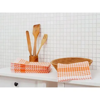 Utěrka B.E.S. - Petrovice, s.r.o. Kuchyňská utěrka káro 45x70 - Oranžová