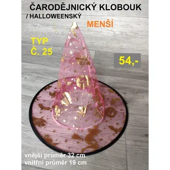Klobouk ČARODĚJNICKÝ / HALLOWEENSKÝ KLOBOUK menší- typ č.25