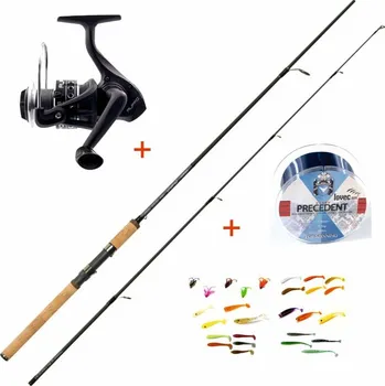 Rybářský prut Mistrall - Mistrall přívlačový set s gumovými nástrahami (prut LAMBERTA XR SPIN 2,70m 5-20g)