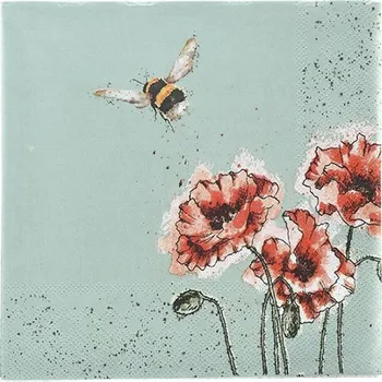 Papírový ubrousek Wrendale Designs Papírové ubrousky Wrendale Designs "Flight of the Bumblebee", 24x24 cm - Čmelák